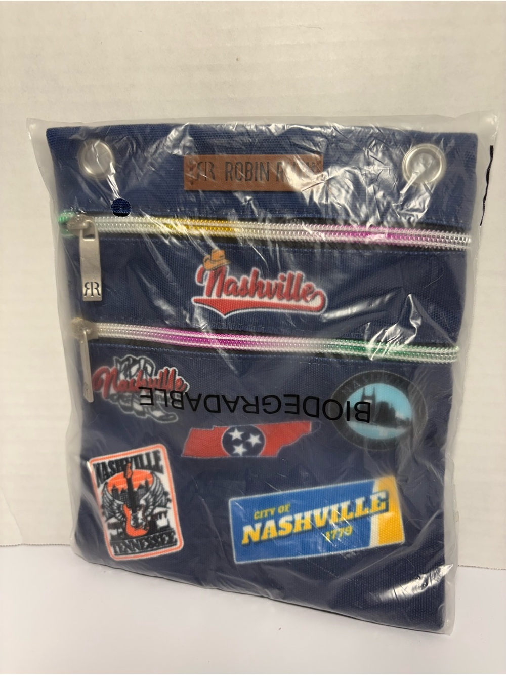 Robin Ruth Nashville Multi-Patch Denim Crossbody Tourist Bag NWT